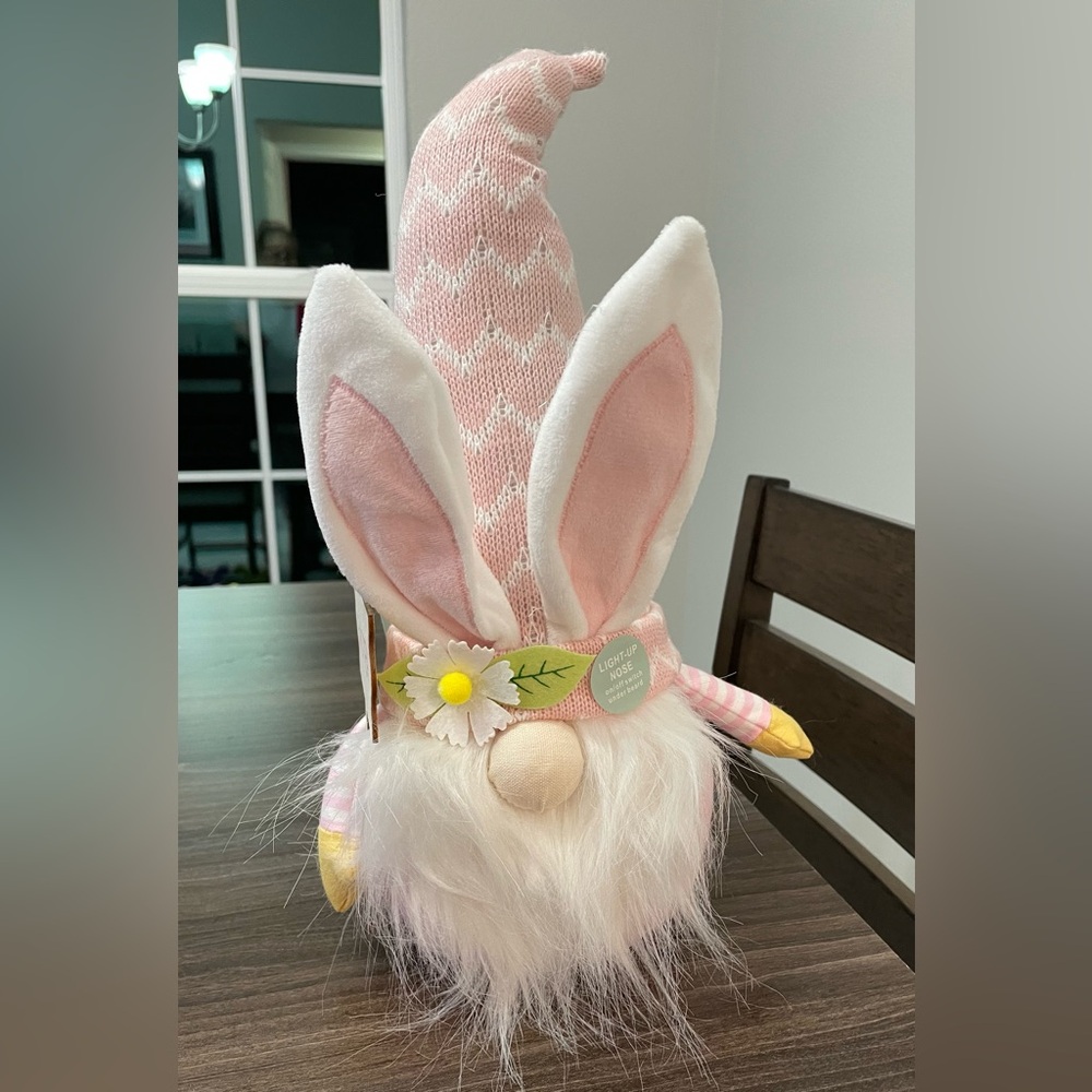 Pink and White Bunny Gnome Plush